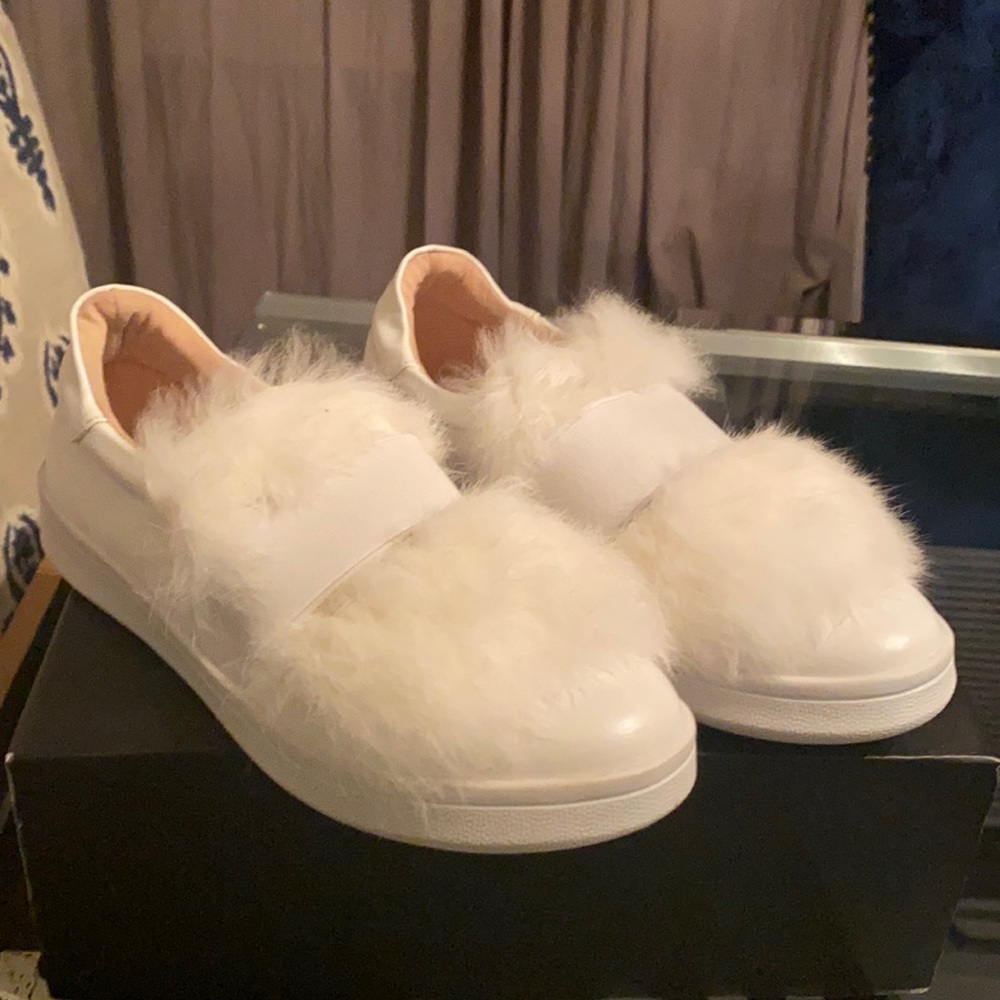 Chase + Chloe faux fur slip on sneakers
